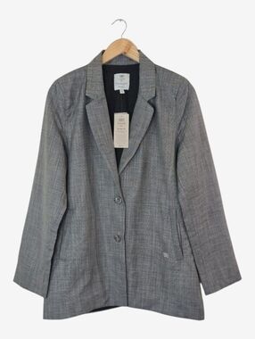 Albion Fit Graphite Woven Blazer Gray Career Jacket Women Large NWT